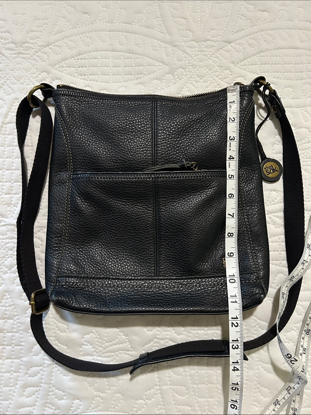 The Sak Black Pebbled Leather Crossbody with Gold Charm - Picture 12 of 15